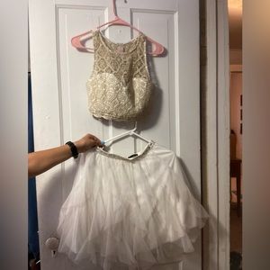 Gold and White 2 piece Dress